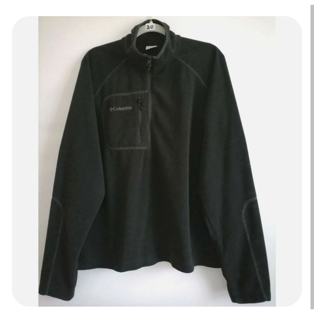 Columbia Western Trek Fleece Jacket Black Pocket Mock 1/2 Zip Pullover Size XXL